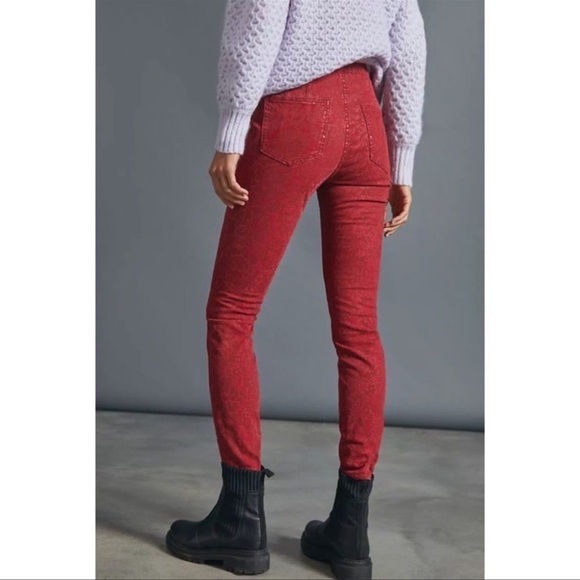 Anthropologie  Pilcro Flocked High-Rise Leggings size 28 raspberry colo - Picture 3 of 16